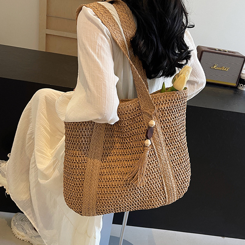 👜🌴 Damen Strohtasche – Groß, Geflochten, Schulter- & Tote Bag, Ideal für Strand & Alltag📦Kostenloser Versand🔥