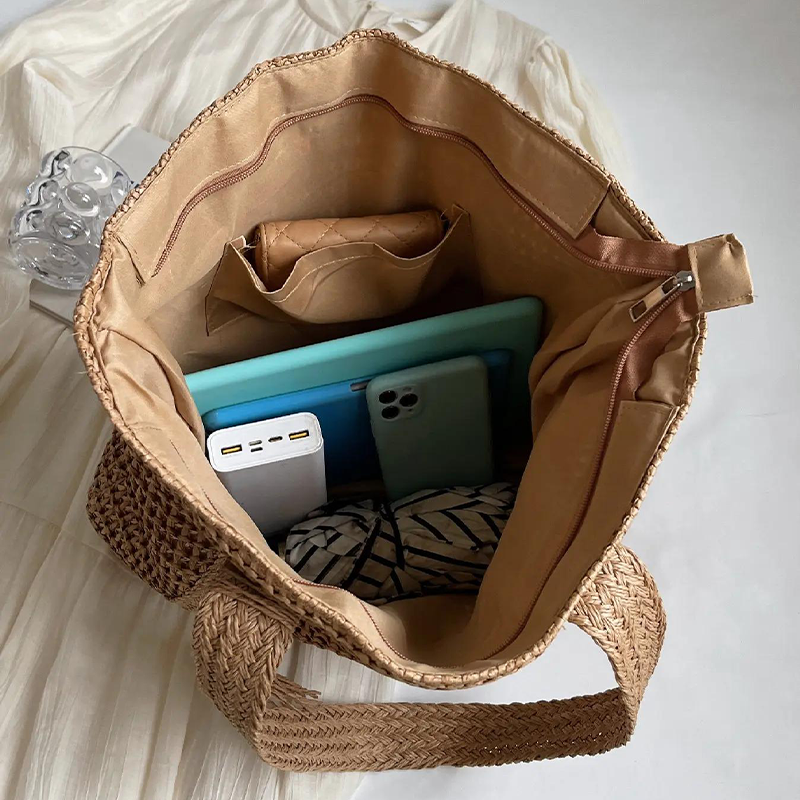 👜🌴 Damen Strohtasche – Groß, Geflochten, Schulter- & Tote Bag, Ideal für Strand & Alltag📦Kostenloser Versand🔥