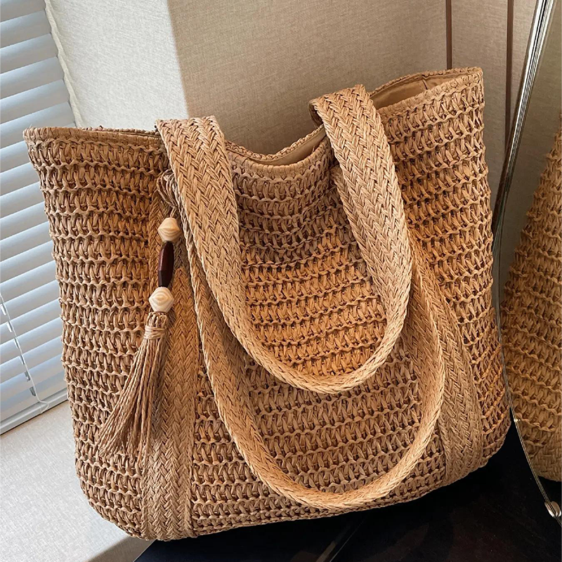 👜🌴 Damen Strohtasche – Groß, Geflochten, Schulter- & Tote Bag, Ideal für Strand & Alltag📦Kostenloser Versand🔥