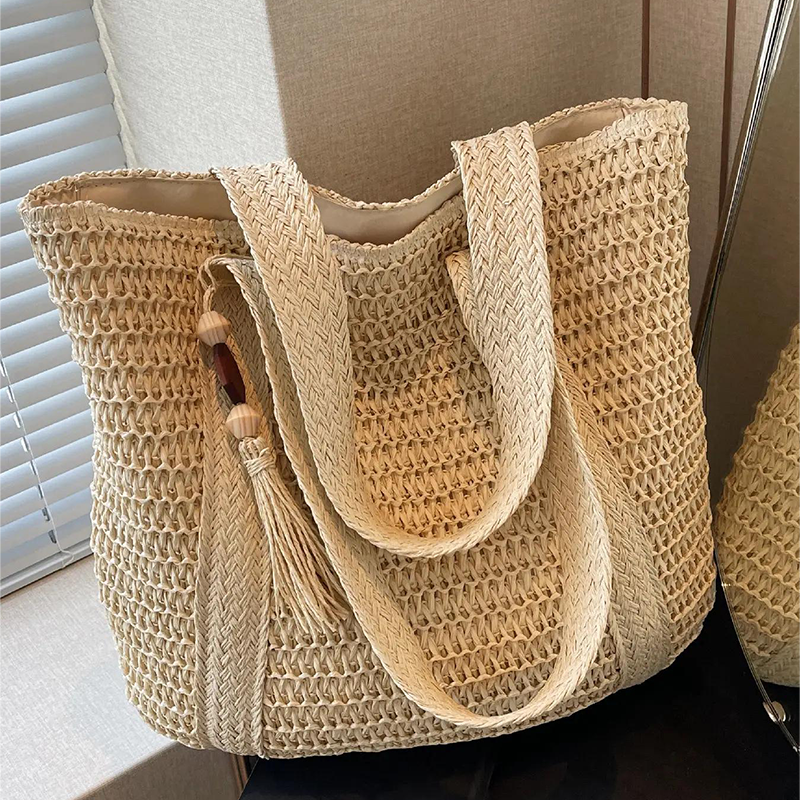 👜🌴 Damen Strohtasche – Groß, Geflochten, Schulter- & Tote Bag, Ideal für Strand & Alltag📦Kostenloser Versand🔥