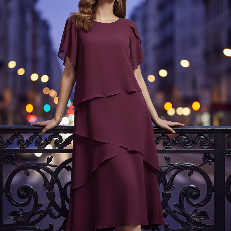 Elegantes Kleid mit Lagenlook und Flatterärmeln