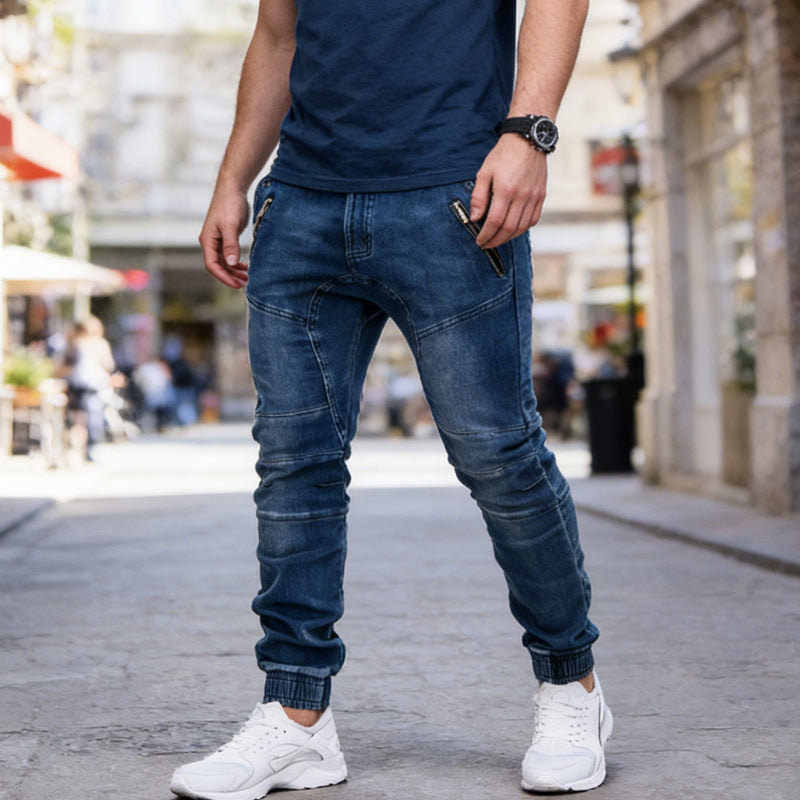 Herren-Slim-Fit-Denim-Jogger mit Reißverschlusstaschen📦Kostenloser Versand🔥