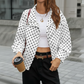 Damen-Polka-Dot-Cropped-Jacke mit Stehkragen📦Kostenloser Versand🔥