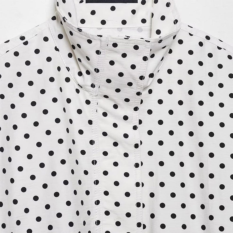 Damen-Polka-Dot-Cropped-Jacke mit Stehkragen📦Kostenloser Versand🔥