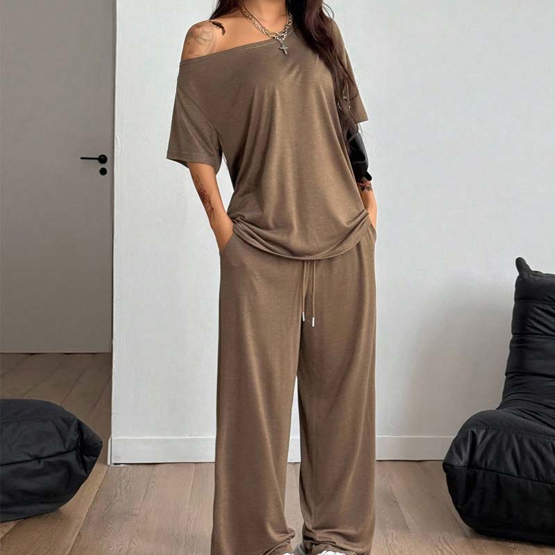 2-teiliges Set aus schulterfreiem Oberteil und Hose für Damen