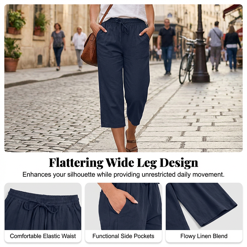 Baumwoll-Leinen-7/8-Hose für Damen – luftig & vielseitig👖☀️