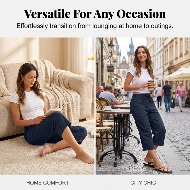 Baumwoll-Leinen-7/8-Hose für Damen – luftig & vielseitig👖☀️