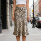 Eleganter Satin Leopardendruck Rock mit Hoher Taille und Schlitz – Schmaler, Unsichtbarer Reißverschluss für Frühling und Sommer