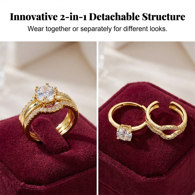 Vintage Zirkonia Ring – Verstellbarer Offener Ring für Damen, Elegant & Leicht Luxus für Zeige- oder Mittelfinger