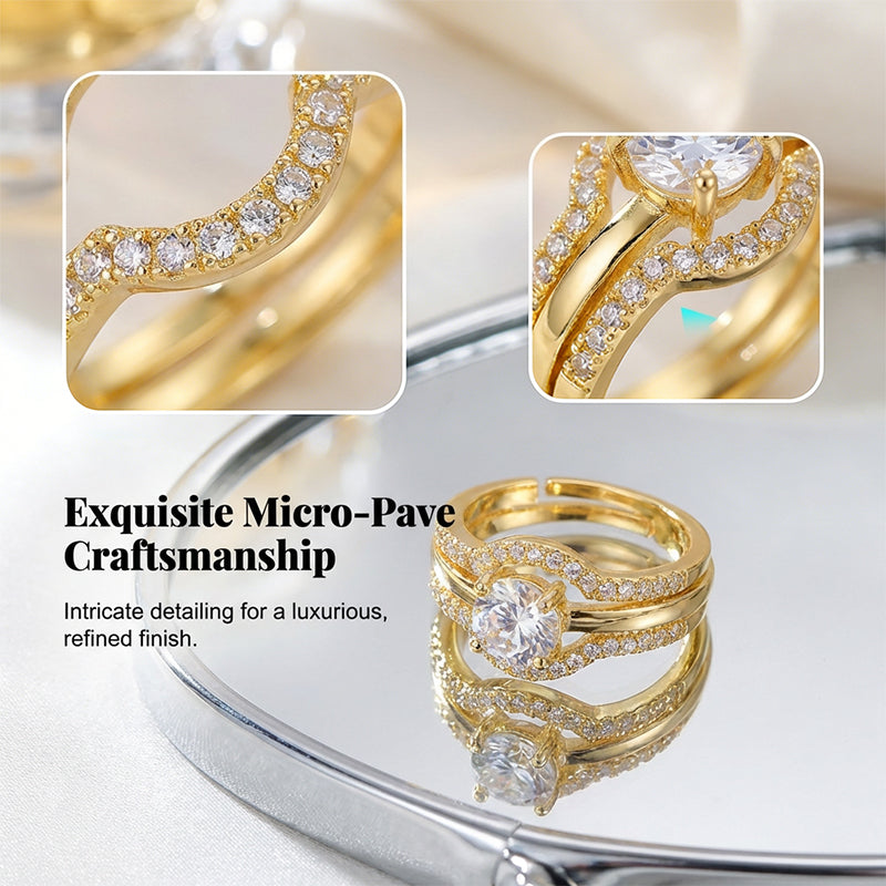 Vintage Zirkonia Ring – Verstellbarer Offener Ring für Damen, Elegant & Leicht Luxus für Zeige- oder Mittelfinger