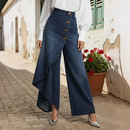 Asymmetrischer Denim Skort – Wickeloptik, Bequem und Modern für den Alltag