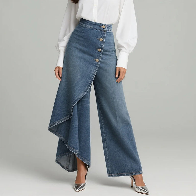 Asymmetrischer Denim Skort – Wickeloptik, Bequem und Modern für den Alltag