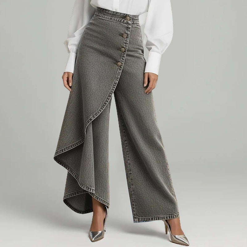Asymmetrischer Denim Skort – Wickeloptik, Bequem und Modern für den Alltag