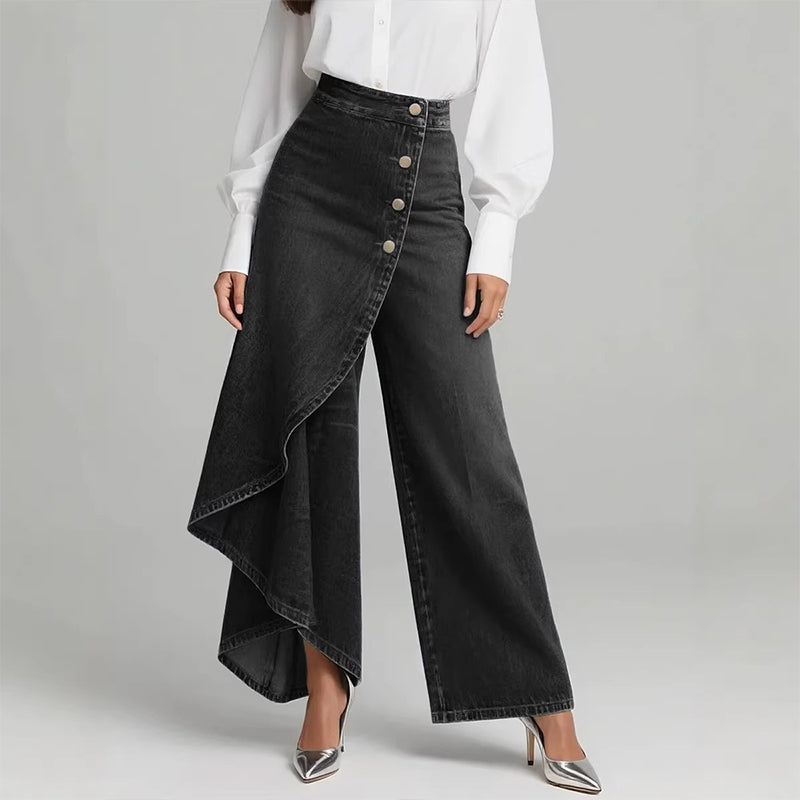 Asymmetrischer Denim Skort – Wickeloptik, Bequem und Modern für den Alltag