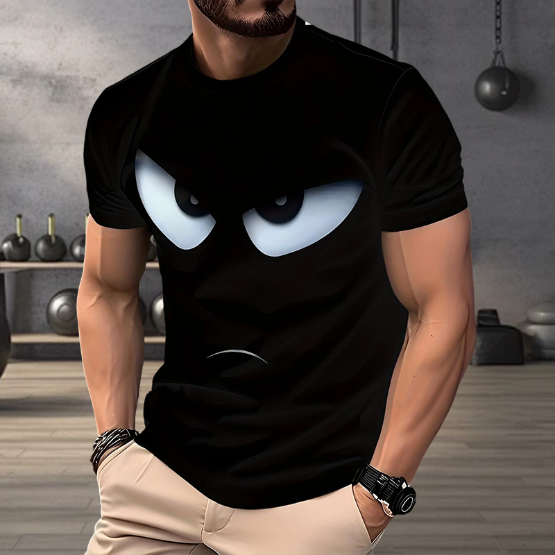 Herren Streetwear Graphic T-Shirt mit Augen-Print