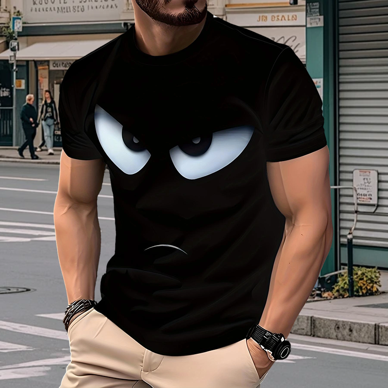 Herren Streetwear Graphic T-Shirt mit Augen-Print