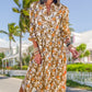 Damen Boho Kleid mit V-Ausschnitt – Locker Geschnitten, Langarm, Florales A-Linien Kleid für Alltag und Freizeit