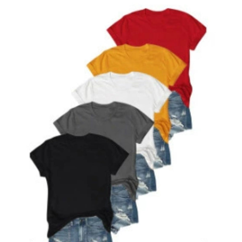 5er-Pack vielseitige unifarbene T-Shirts