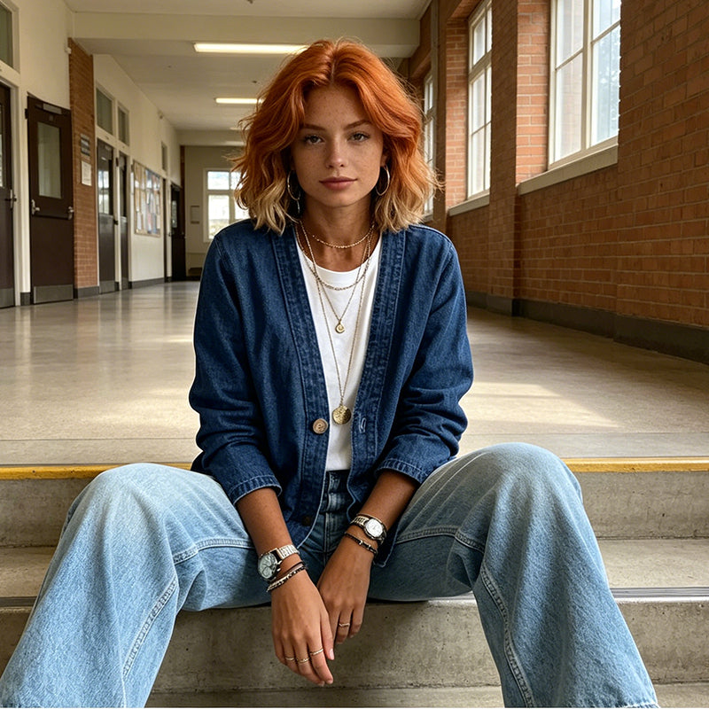 🌸 Frühjahrs-Neuheiten: 50% Rabatt in 3 Tagen! ⏳Klassische Jeansjacke für Damen mit Knopfleiste