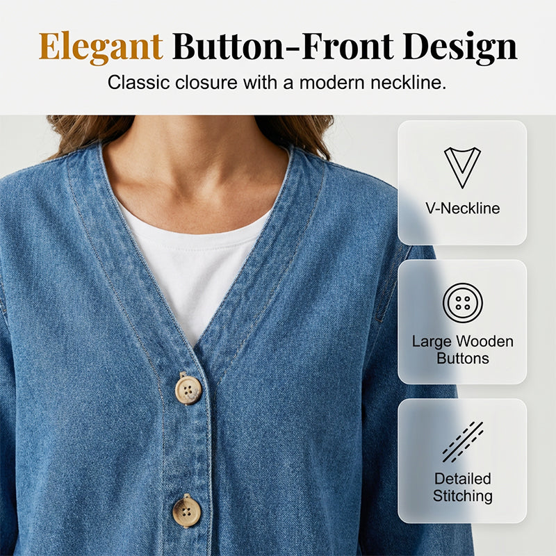 🌸 Frühjahrs-Neuheiten: 50% Rabatt in 3 Tagen! ⏳Klassische Jeansjacke für Damen mit Knopfleiste
