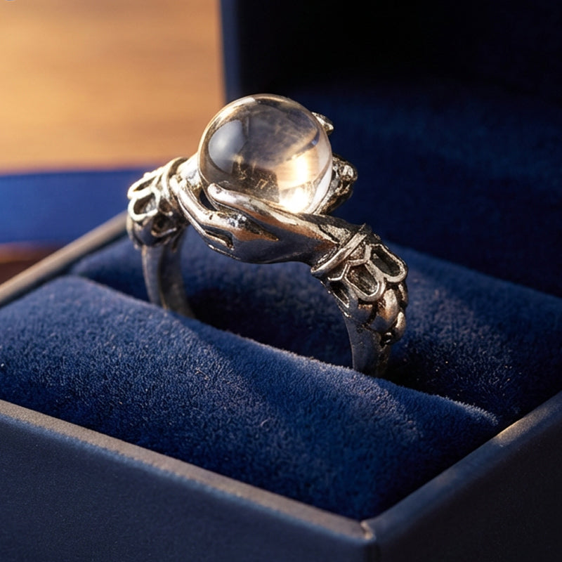 Damenring mit Kristallkugel – Zartes, Elegantes Design für Besondere Momente im Alltag💍✨