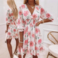 A-Linien Kleid für Damen – V-Ausschnitt, Blumenmuster, Rüschensaum – luftig & feminin – ideal für Frühling & Sommer🌷👗