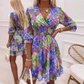 A-Linien Kleid für Damen – V-Ausschnitt, Blumenmuster, Rüschensaum – luftig & feminin – ideal für Frühling & Sommer🌷👗