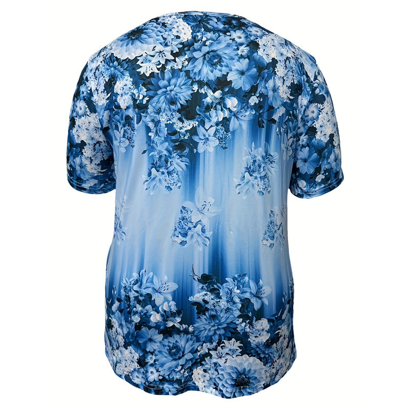 👚 50% RABATT! 🌸 Elegantes Damen-Kurzarmoberteil mit Blumendruck – Leichter Stoff, Romantisches Design & Perfekt Für Warme Tage ☀️