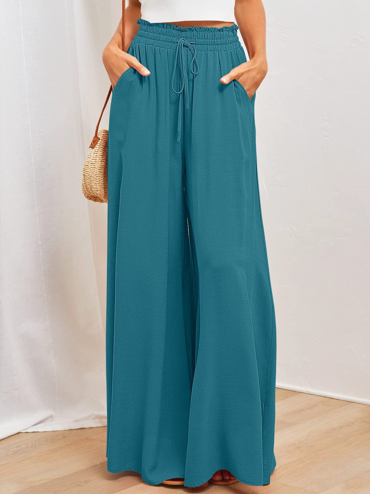 Einfarbige Hochbundhose für Damen