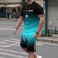 👕 2-teiliges Sommer-Set für Herren – Kurzarm-T-Shirt & Hose mit 3D-Digitaldruck & Farbverlauf, locker, atmungsaktiv & stylisch ☀️🩳