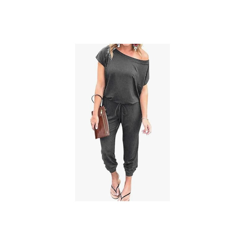 Off-Shoulder Jumpsuit mit kurzen Ärmeln – lässig & sommerlich