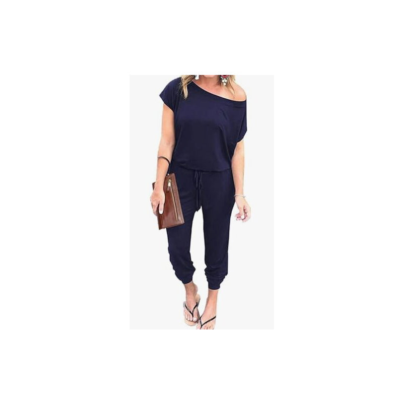 Off-Shoulder Jumpsuit mit kurzen Ärmeln – lässig & sommerlich