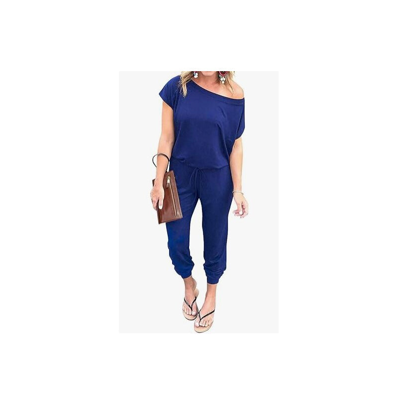 Off-Shoulder Jumpsuit mit kurzen Ärmeln – lässig & sommerlich