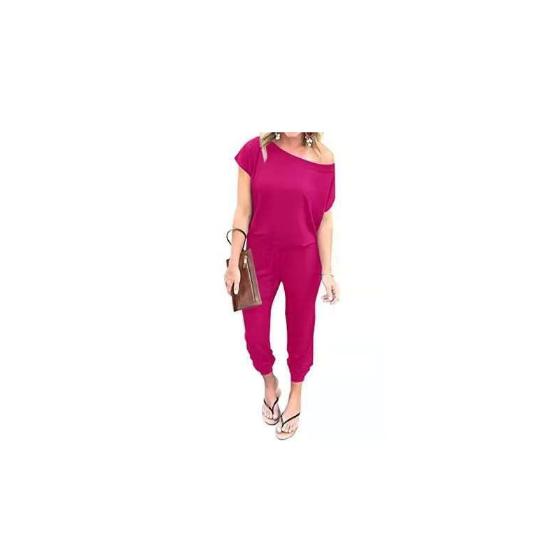 Off-Shoulder Jumpsuit mit kurzen Ärmeln – lässig & sommerlich