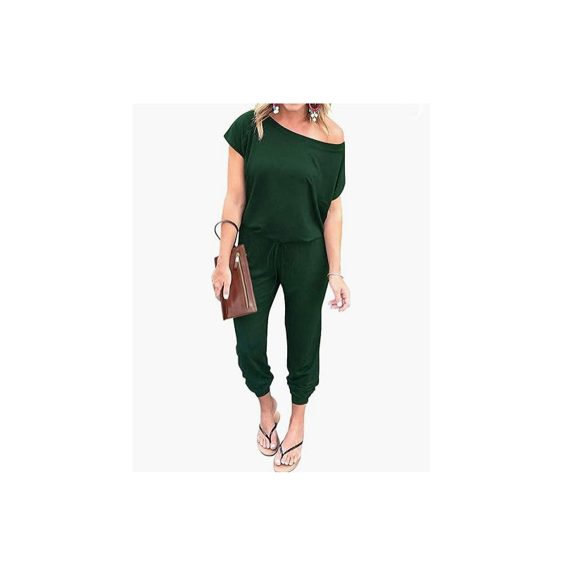 Off-Shoulder Jumpsuit mit kurzen Ärmeln – lässig & sommerlich
