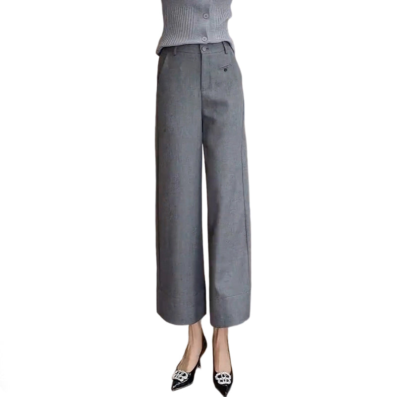 Damen Hochbund Weites Bein Cropped Hose