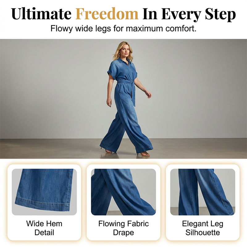 Weiter Jeans-Jumpsuit mit Kragen – lässig, bequem & zeitlos