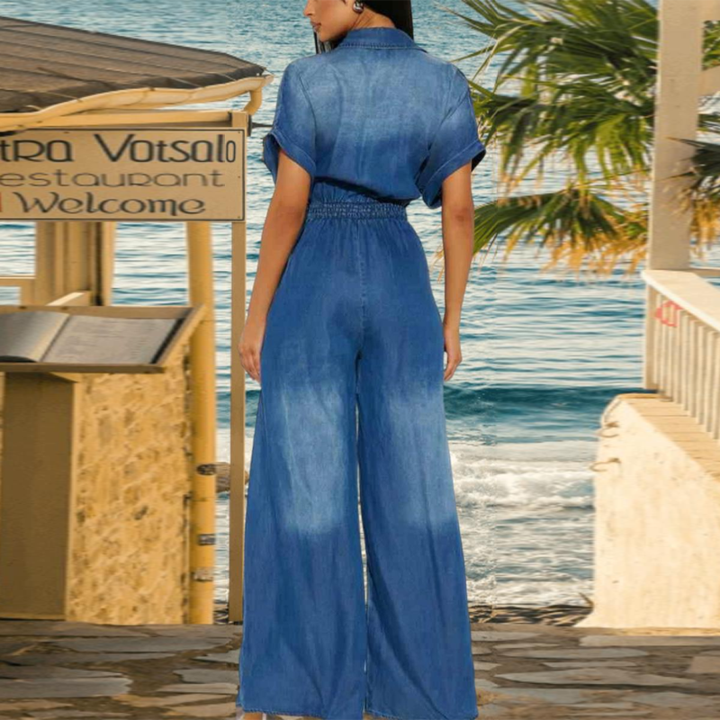 Weiter Jeans-Jumpsuit mit Kragen – lässig, bequem & zeitlos