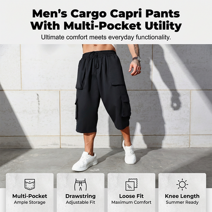 Herren Cargo-Caprihose – lässige Freizeitshorts mit Taschen – bequem, luftig & vielseitig – ideal für Sommer & Outdoor