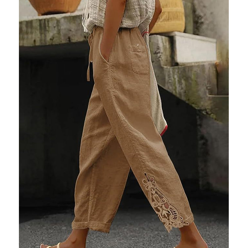 ✨🔥Damenhose mit Spitzenbesatz und Kordelzug