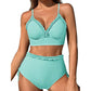 Gestreiftes Bikini-Set mit Rüschen & hohem Bund – feminin, bequem & sommerlich – ideal für Strand & Pool👙🌊