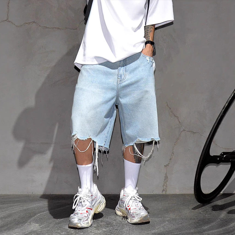 Lockere Herren-Jeansshorts mit Fransensaum – lässig, bequem & sommerlich