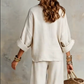 ✨🔥2-teiliges Set aus Damen-Top mit V-Ausschnitt und Hose mit weitem Bein