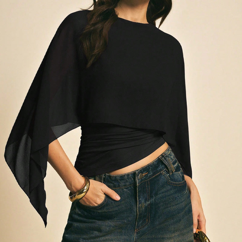 Chiffon-Bluse mit Kapuzenärmeln – elegant, vielseitig & bequem