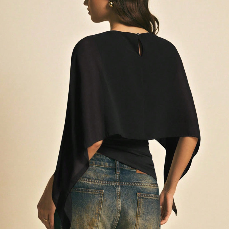 Chiffon-Bluse mit Kapuzenärmeln – elegant, vielseitig & bequem