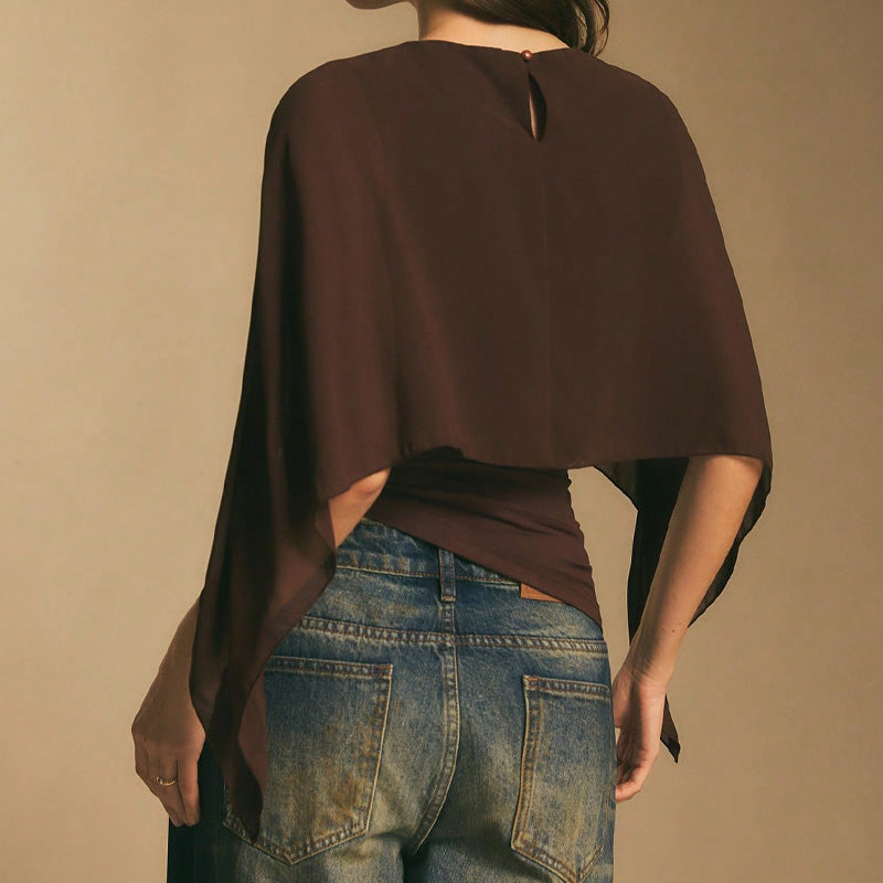 Chiffon-Bluse mit Kapuzenärmeln – elegant, vielseitig & bequem