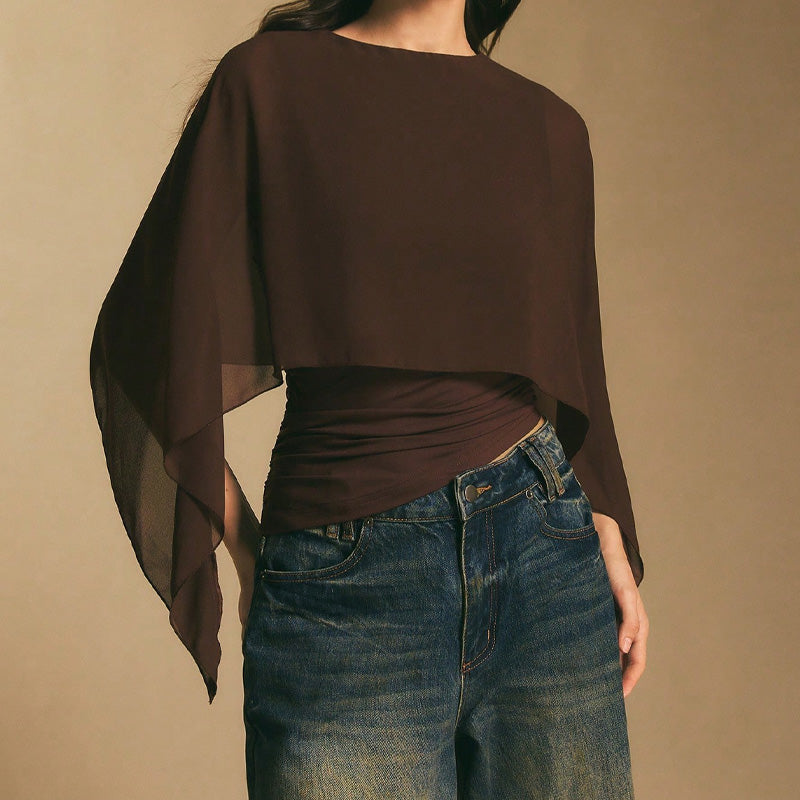 Chiffon-Bluse mit Kapuzenärmeln – elegant, vielseitig & bequem