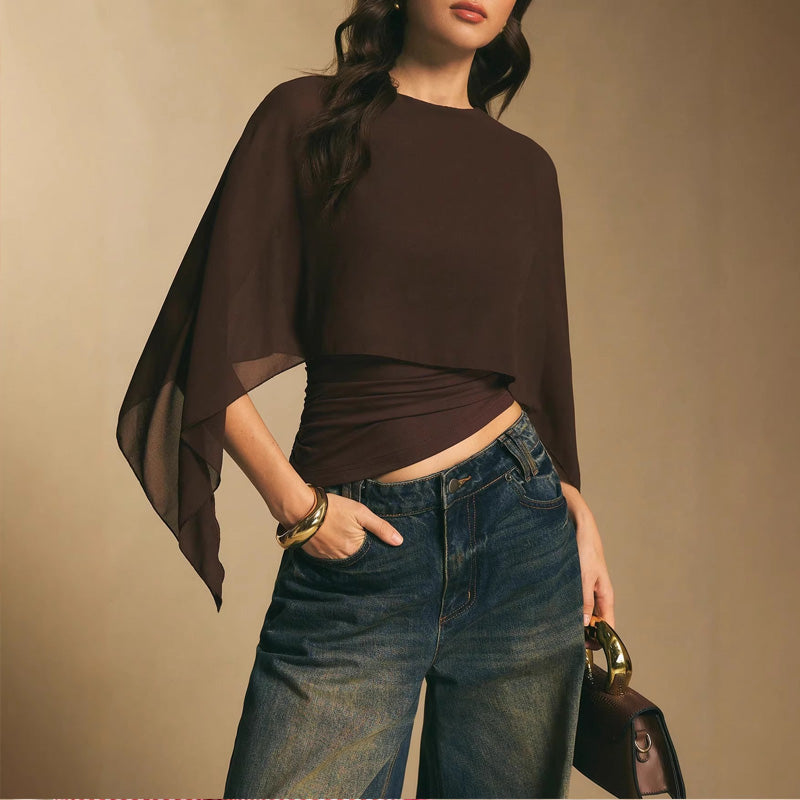Chiffon-Bluse mit Kapuzenärmeln – elegant, vielseitig & bequem