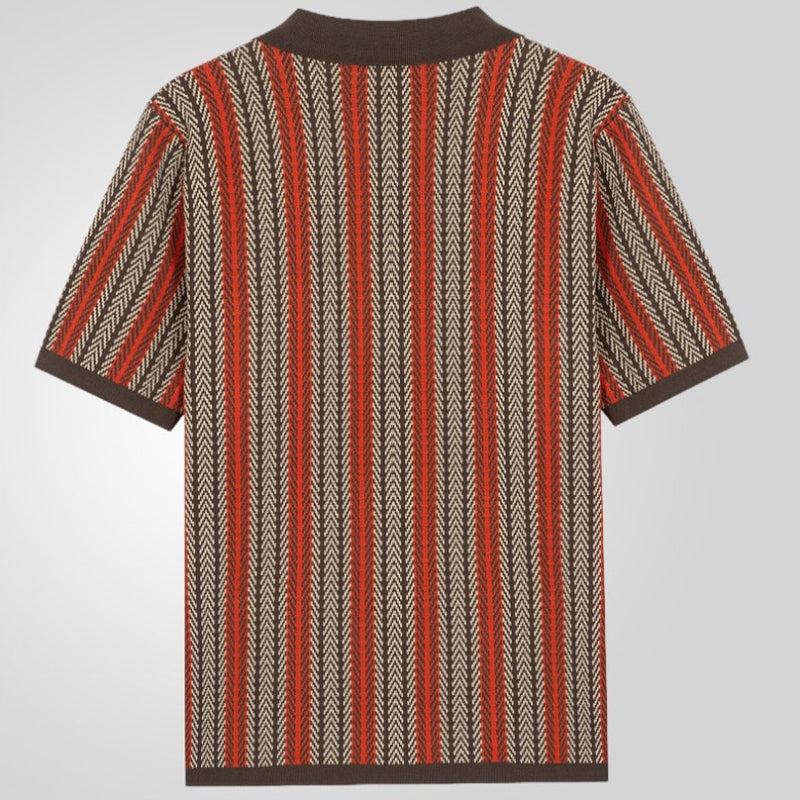 Herren Kurzarm-Shirt mit Fischgrätmuster – aus feinem Strick, bequem & atmungsaktiv – ideal für Freizeit & leichte Sommerkleidung