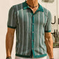 Herren Kurzarm-Shirt mit Fischgrätmuster – aus feinem Strick, bequem & atmungsaktiv – ideal für Freizeit & leichte Sommerkleidung